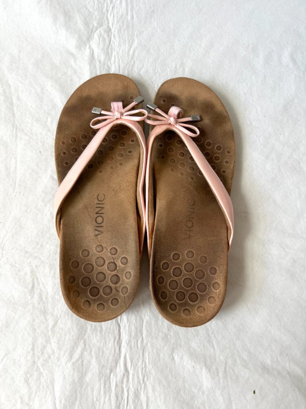 Vionic sandals flip flops size 10 Bella II light pink bow thong comfort shoes - Picture 5 of 7